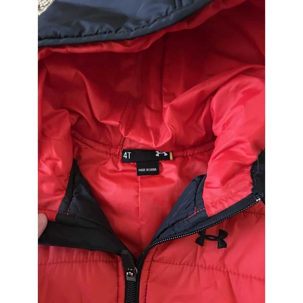 Boys Red And Black‎ Under Armor Winter Puffer Coat Size 4t